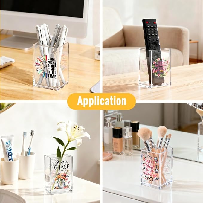 It's Not Hoarding If It's Books Acrylic Organizer Pencil Pen Holder, Floral Book Design Desk Storage Organizer, Bookworm Gifts for Book Lover Reader Bibliophile Librarian Book Club Member