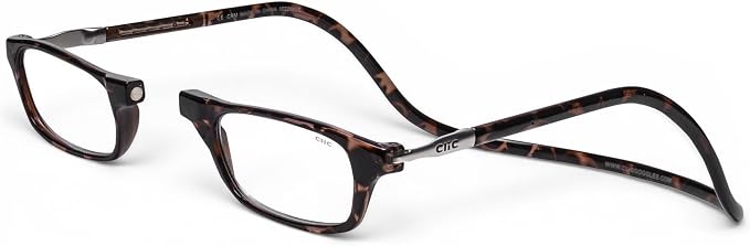 Clic Magnetic Reading Glasses - Adjustable Neck Hanging Readers - Secure Fit with Rigid Headband - Original (S-M, Tortoise, 1.50)