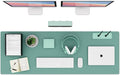 K KNODEL Large Office Leather Desk Mat, Mouse and Keyboard Pad, Computer and Laptop Mat, Desktop Protector and Cover, Writing Pad and Blotter (47.2"x17", Green)
