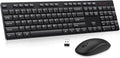 Wireless Keyboard and Mouse Combo, EDJO Silent Full Size Cordless USB Keyboard Mouse, 2.4GHz Lag-Free, Long Battery Life, for Computer, Laptop, PC, Chromebook, Windows (Black, 1 Pack)