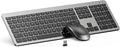 Wireless Keyboard and Mouse Combo - Full Size Slim Thin Wireless Keyboard Mouse with Numeric Keypad 2.4G Stable Connection Adjustable DPI (Grey & Black)