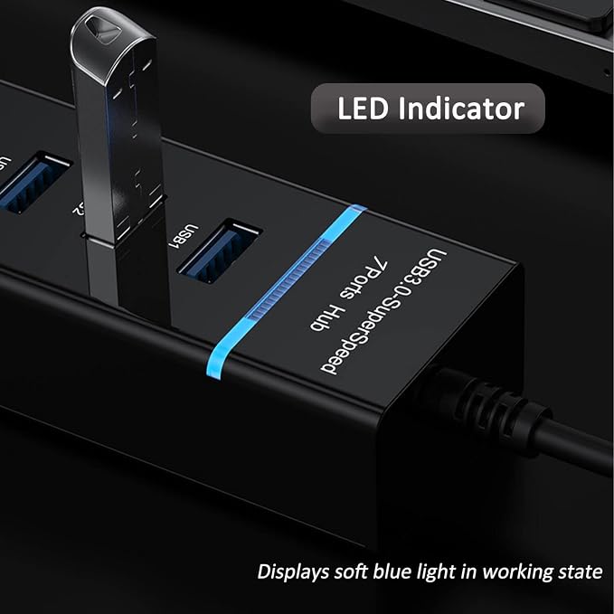 Upgraded USB Hub 3.0, VIENON 7-Port USB Extender Splitter for Laptop, PC, MacBook, Mac Pro, Mac mini, iMac, Surface Pro and More USB Devices