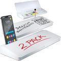 Desktop Whiteboard - Glass Dry Erase White Board - Desk Computer Buddy – Home Office & Studying Essentials - with Phone & Tablet Slot, Storage Compartment - Includes 4 Markers, 1 Eraser (2 Pack)