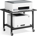 niffgaff Printer Stand with Lockable Wheels, 2-Tier Rolling Printer Cart with Storage Shelf, Compact Wood & Metal Printer Table for Home Office, Black, 20.1'' ×15.4'' ×14.6''