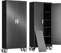 erosoei 71" H Metal Garage Storage Cabinet, Rolling Tool Cabinet with 2 Doors and Wheels, Locker Steel Cabinet with 4 Adjustable Shelves, Organization Cabinet for Garage,Office,Home,Gym,School