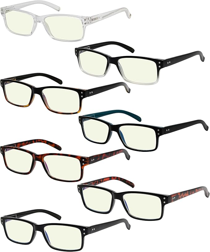 Eyekepper 7-pack Reading Glasses Blue Light Blocking for Men +3.50