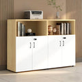 File Cabinet with Password Lock, Wood Lateral Filing Cabinet for Letter/A4 Files, 3 Drawer with Door, Printer Stand with Open Shelves for Home Office