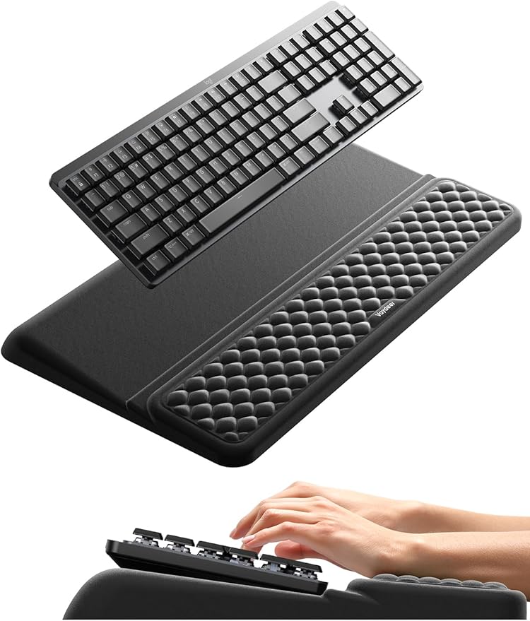 Vaydeer Wrist Rest with Keyboard Stand, Computer Wrist Support Pad, Ergonomic Keyboard Riser Holder Lifter Tray with Wrist Pad, Soft Memory Foam Desk Cushion, Palm Hand Typing for Office Home School