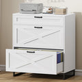Vabches Lateral File Cabinet, Modern Farmhouse File Cabinet with 3 Drawers for Legal/Letter/A4 Size Hanging Files, Printer Stand Large Wood Home Office, Office White