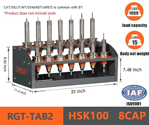 HSK 100 Tool Cart - CNC Tool Holder & Storage, Easy & Convenient, HSK100-8CAP