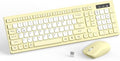 Wireless Keyboard and Mouse Combo, Full-Sized Wireless Keyboard and Adjustable DPI Mouse, 2.4GHz USB Receiver, Silent Keyboard and Mouse for PC, Windows, MAC, Desktop, Laptop (Canary Yellow-B)