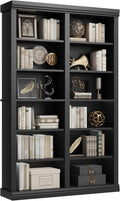 Garvee 74.5" Tall Bookshelf with Double Storage, 6-Tier Large Bookshelf, Double Wide Bookshelves w/ 12 Cubbies, Wide Freestanding Bookcases for Livingroom Office Library (Blcak, 74.5"H*46.1"W*12.4"D)