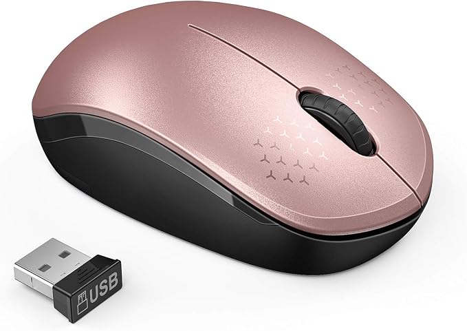 seenda Wireless Mouse, 2.4G Noiseless Mouse with USB Receiver Portable Computer Mice for PC, Tablet, Laptop, Notebook - Rose Gold&Black