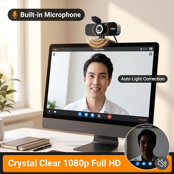 the Webcam for PC that Just Works - Every Time All Platforms | Plug and Play No Driver Needed, Crystal Clear 1080p Full HD, Your Privacy Physically Protected, Mount It Anywhere in Seconds