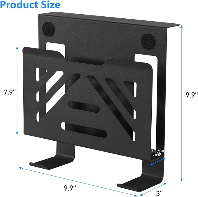 MAXECHO Desk Side Storage, Under Desk Laptop Mount, Table Side Hanging File Organizer, No Drill Clamp On Cable Management Tray, Laptop Holder with 2 Hooks for Office and Home, Load 22 Lbs