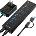 Powered USB 3.0 Hub, ACASIS 16 Port USB Hub Powered(Include 2*USB C 3.0+4 Smart Charging Port) with 60W Power Adapter, Support Wall Mount, USB Hub for PC Laptop, Mac, Printer, Camera