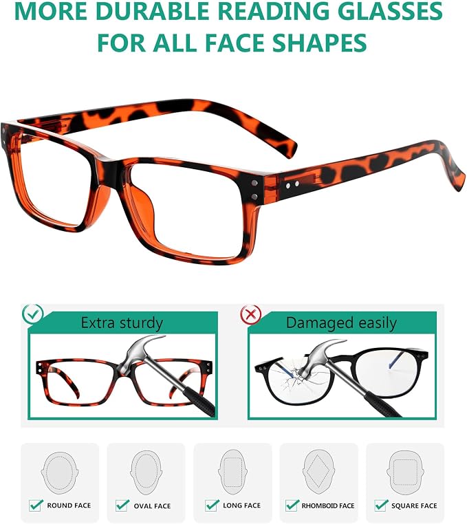 Eyekepper Vintage Reading Glasses for Men - 3 Pairs Black and 2 Pairs Tortoise - Spring Hinges Classic Readers +4.00