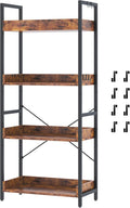 HCHQHS 4 Tier Bookshelf, Adjustable Industrial Bookcase, Vertical Tall Book Shelf, Wood and Black Metal Open Bookshelves for Home Office, Living Room, Bedroom