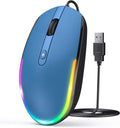 seenda Wired Mouse - USB Computer Mice Wired with RGB Backlit Optical LED Mouse with Attached USB Cord for Laptops Notebooks Chromebook - Blue & Black