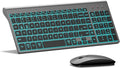 TopMate Wireless Backlit Keyboard and Mouse Ultra Slim Combo, 2.4G Silent Compact 2400DPI Mouse and Scissor Switch Keyboard Set, Batteries Included, for PC/Laptop/Windows/Mac/Gaming - BL Gray Black
