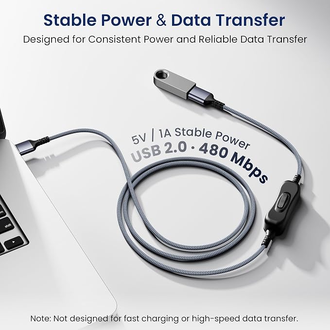 Itramax USB On Off Switch Cable,USB Extension Cable Support Data and Power 6.6FT/2M,Inline Power Switch,Male to Female with Toggle Switch for LED Lamp,LED Light Strips,Driving Recorder
