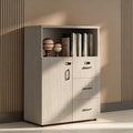 File Cabinet with Password Lock, Wood Lateral Filing Cabinet for Letter/A4 Files, 3 Drawer with Door, Printer Stand with Open Shelves for Home Office