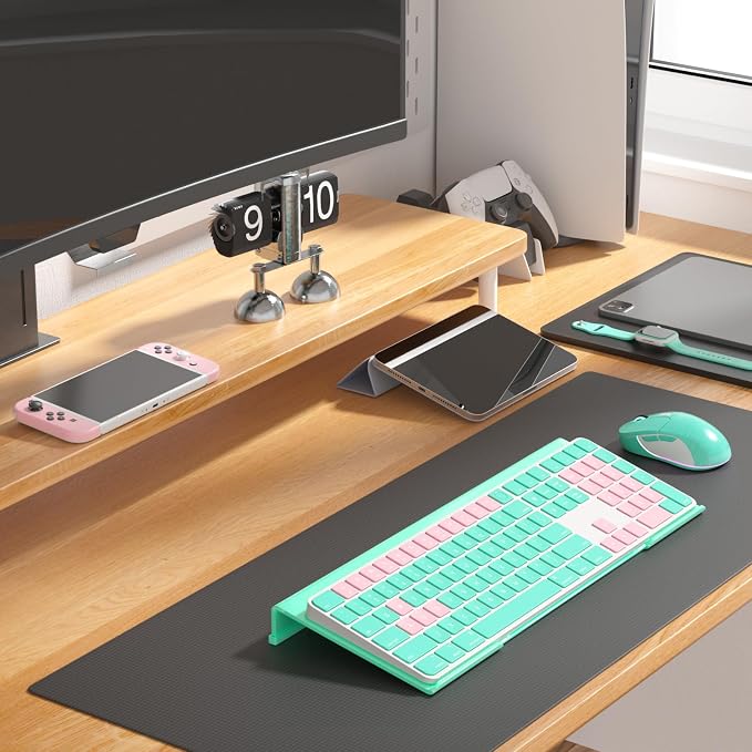 WINFFOR Comfortable Computer Keyboard Stand - Ergonomic Keyboard Riser Acrylic Tilted Keyboard Holder for Easy Typing&Working at Home Office - Fits All Keyboard Sizes - 17'' Wide (Lake Blue)