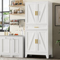 Baborokic 71" Tall Metal Storage Cabinet with Adjustable Shelves,Farmhouse Kitchen Pantry Cabinet with 2 Barn Doors and Drawer,Large Storage Cabinets for Dining Room,Office,Kitchen(White)