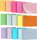 15 Pack Lined Sticky Notes, 3"x4", 750 Sheets, to Do List Notepad, Sticky Notes with Lines,15 Colors, Square Sticky Notes for Office, Meeting, School, Home