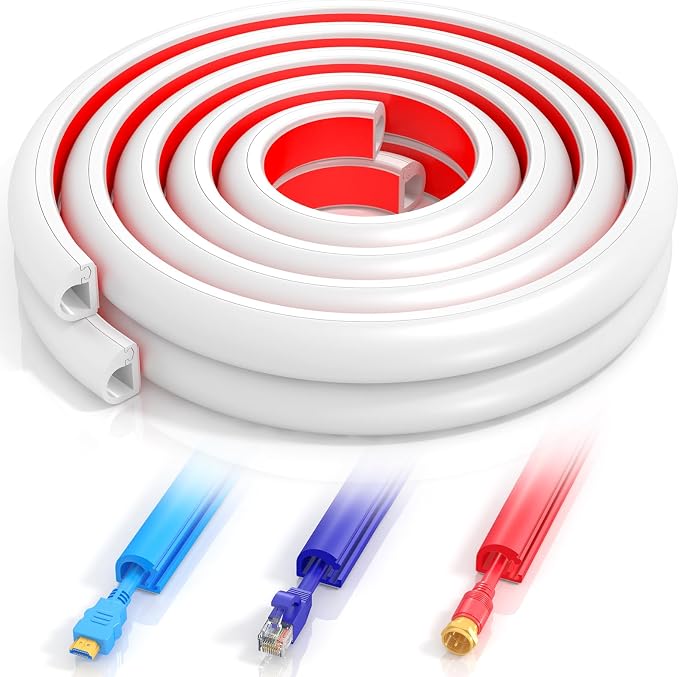 157 Inch Self-Adhesive TV Cable Hider, Home Audio Flexible Wire Cord Management, RG6 Coaxial Cable Raceways, HDMI Cable Cord Hider, White (4m)