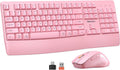 MEETION Wireless Keyboard and Mouse, Full-Sized Cordless Keyboard with Wrist Rest, 3 DPI Adjustable Mouse, Keyboard and Mouse Set with 2.4GHz USB Receiver, for PC/Computer/Laptop/Windows/Mac, Pink