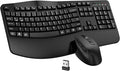 Wireless Keyboard and Mouse Combo, Ergonomic Wave Keys (Black) | 2.4G Full Size Wave Keyboard with Wrist Rest, 3-Level DPI Adjustable Ergonomic Mouse for Windows and Mac OS Desktop/Laptop/PC