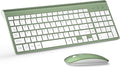 Wireless Keyboard and Mouse Ultra Slim Combo, TopMate 2.4G Silent Compact USB 2400DPI Mouse and Scissor Switch Keyboard Set with Cover, Batteries Included, for PC/Laptop/Windows/Mac - Green White