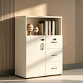 File Cabinet with Password Lock, Wood Lateral Filing Cabinet for Letter/A4 Files, 3 Drawer with Door, Printer Stand with Open Shelves for Home Office