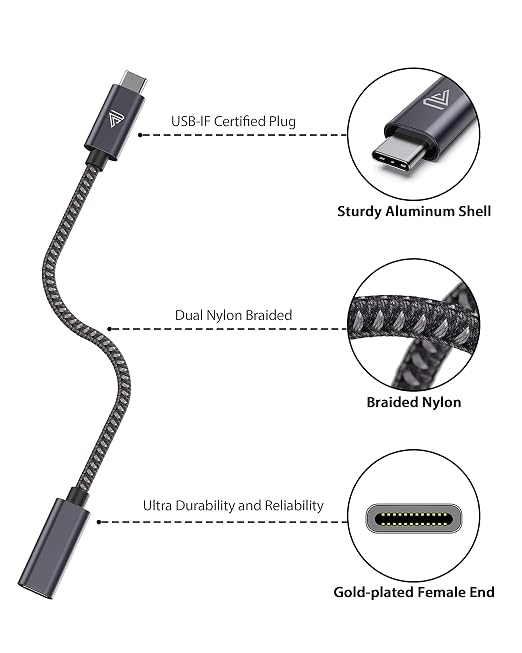 Faracent USB Type C Extension Cable, (10FT/3M) USB 3.1 (5gbps) Male to Female Extender Braided Data Cord for MacBook M2 Air Pro M1, iPad Pro, Surface, Samsung Galaxy S22/S21/S20 Grey-2 Packs
