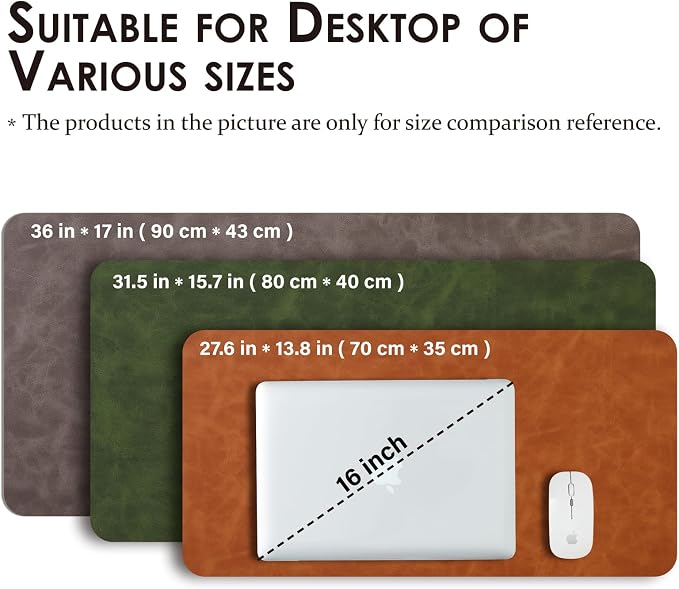 Distressed Leather Desk Mat - Non-Slip PU Desk Pad for Office and Home - Desk Organization and Accessories - Ideal for Large Mouse Pad and Desk Mats on Top of Desks(Forest Green,36"x 17")