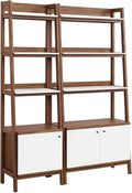 Modway Bookshelf Display Cases in Walnut White - Set of 2