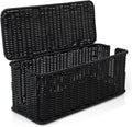 Cable Management Box, Handmade Rattan Cable Organizer with 2 Open Slots, Cord Hider for Power Strip, Router & USB Hub, Registered U.S. Design Patent (D1,112,102), 13" x 5.1" x 5.1", Black