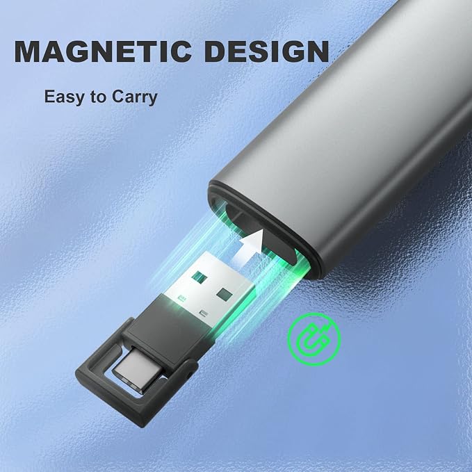 Rechargeable Green Laser Pointer Presentation Clicker for Laptop PowerPoint, USB-A USB-C Wireless Presenter Remote Power Point Clicker for Computer/Mac/PPT/Slideshow/Google Slide Advancer