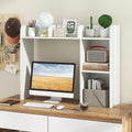 LDAILY Desktop Shelf, Multipurpose Wood Desk Hutch for Max 27" Computer Monitor, Countertop Storage Hutch with 5 Shelves, 3 Tier Desktop Display Rack for Dorm Office Home (White)
