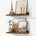 FLYJOE Picture Ledge Shelf, Floating Shelves Set of 2, 16 Inches Nursery Book Shelves for Toys Storage, Kids Bookshelf Wall Mounted for Living Room Bedroom Decor Books Photo Frames, Rustic Brown