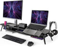 Fenge Dual Monitor Stand, Monitor Riser for 2 Monitors with Adjustable Laptop Riser , 42.5 Inch Desk Shelf for Top of Desk with Phone Holder& Headphone Stand