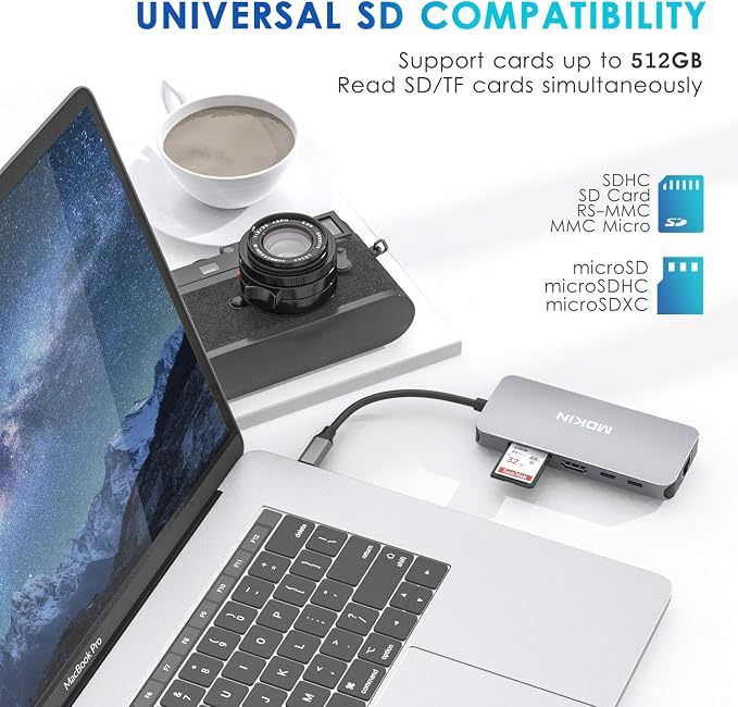 USB C Adapters for MacBook Pro/Air,Mac Dongle with 3 USB Port,USB C to HDMI, USB C to RJ45 Ethernet,MOKiN 9 in 1 USB C to HDMI Adapter,100W Pd Charging, USB C to SD/TF Card Reader USB C Hub