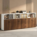 File Cabinet with Password Lock, Wood Lateral Filing Cabinet for Letter/A4 Files, 3 Drawer with Door, Printer Stand with Open Shelves for Home Office