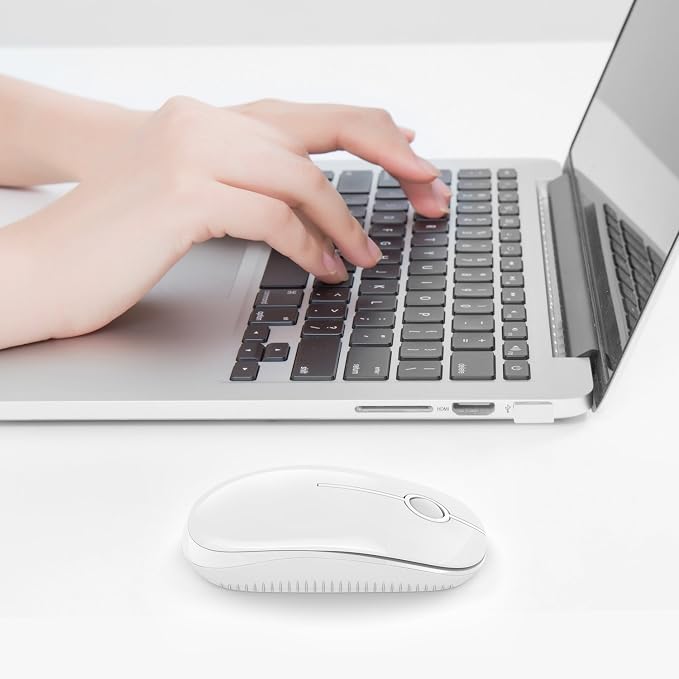 VssoPlor Wireless Mouse, 2.4G Slim Portable Computer Laptop Mouse with Nano Receiver Quiet Silent Optical Mice for Notebook, PC, Laptop, Computer-Pure White
