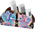 DIY Diamond Painting Storage Box Organizer Couple Winged Foxes Handmade 5D Rhinestone Diamond Art Desktop Holder for Home Organization Craft Tabletop Valentine's Day Decoration