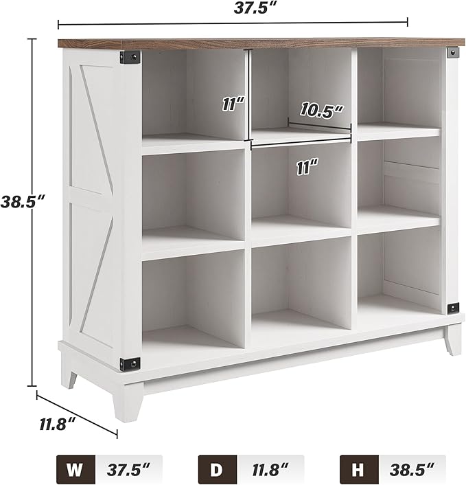 EnHomee 9 Cube Storage Organizer and Shelf, Cube Shelf with Storage,White Bookshelf for Bedroom and Home Office