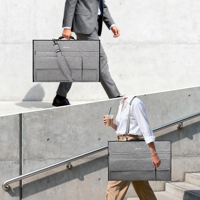 MOSISO Monitor Carrying Case, 27 inch Padded Monitor Travel Bag Cover Case, Protective Computer Monitors Handbag Dust Covers with Adjustable Shoulder Strap & 3 Pockets for 27 inch Monitors, Gray