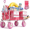 Sekey Heavy Duty Beach Wagon with 9" Big Sand-Proof Wheels, 300L Oversized Foldable Beach Cart with Cooler| Adjustable Handle & Balloon Tires for Sand, Camping,Vacation