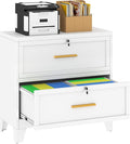 Metal Lateral File Cabinet with Lock,2 Drawer Steel Wide Filing Organization Storage Cabinets,Filing Cabinet for Legal/Letter/A4/F4 Size with Hanging Files&Key,Lockable Cabinet for Home Office,White